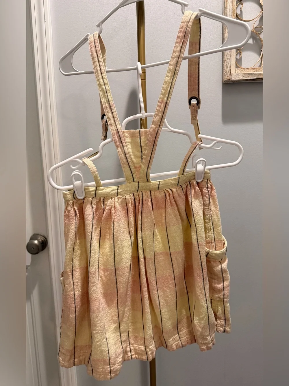Vintage Free People Yellow Plaid Skirt Jumper - Picture 2 of 7